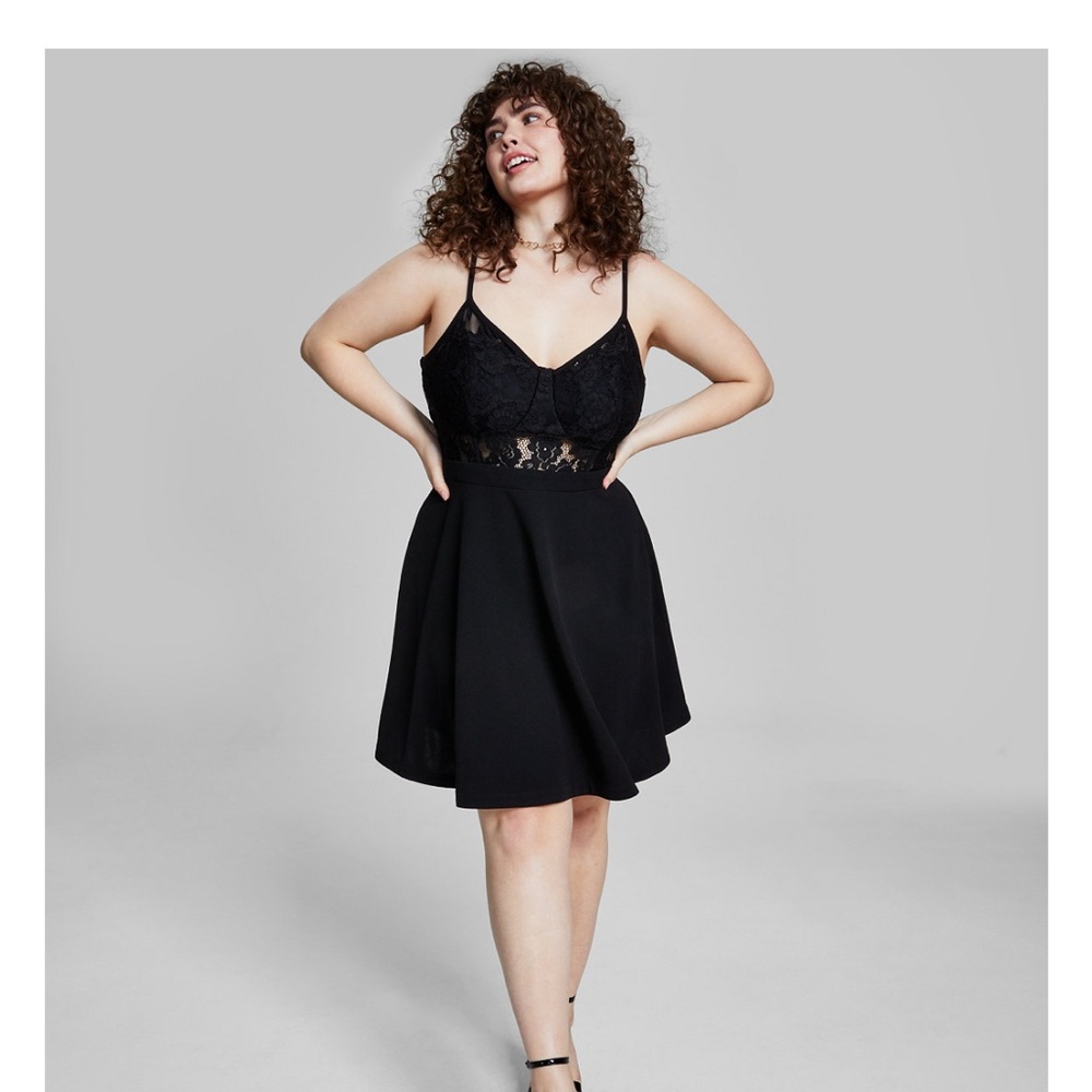 NWT black lace skater dress
